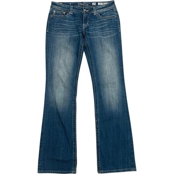 Miss Me Y2K Punk Kiss Star Embellished Faux Fur Boot Jeans - Picture 3 of 4